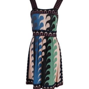Missoni Blue and Green Patterned Knee Length Dress